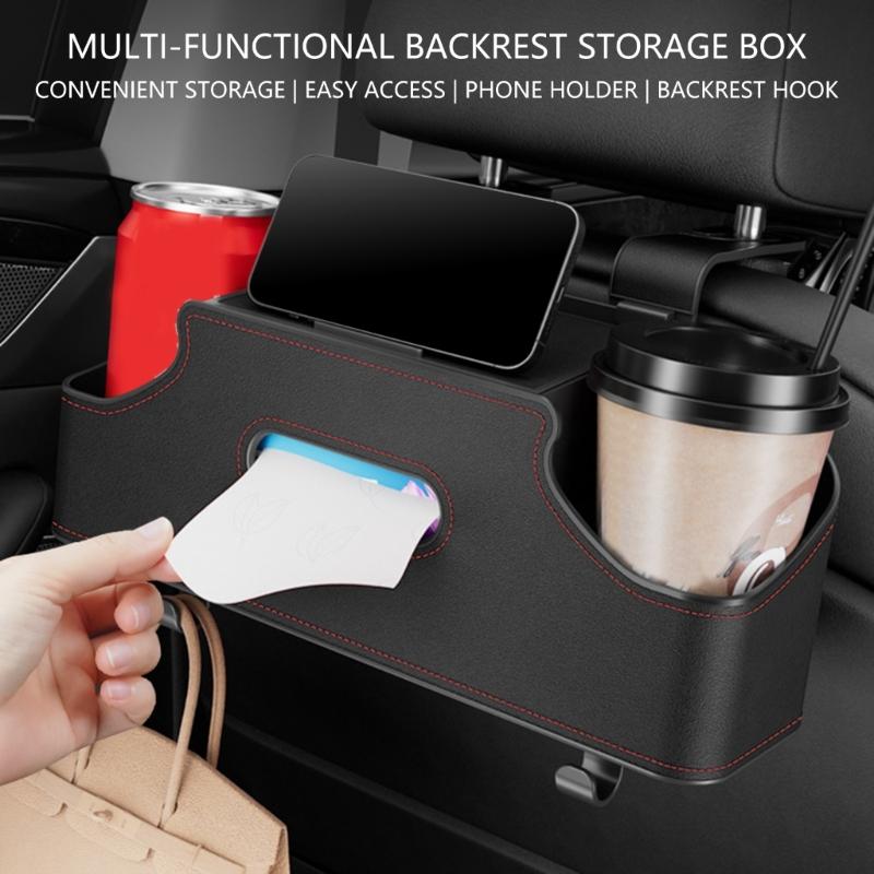 Leder Auto Sitzlehne Organizer Aufbewahrungsbox Einfache Montage Ohne Werkzeug Stark Wasserdicht Mehrere Fächer für Reise