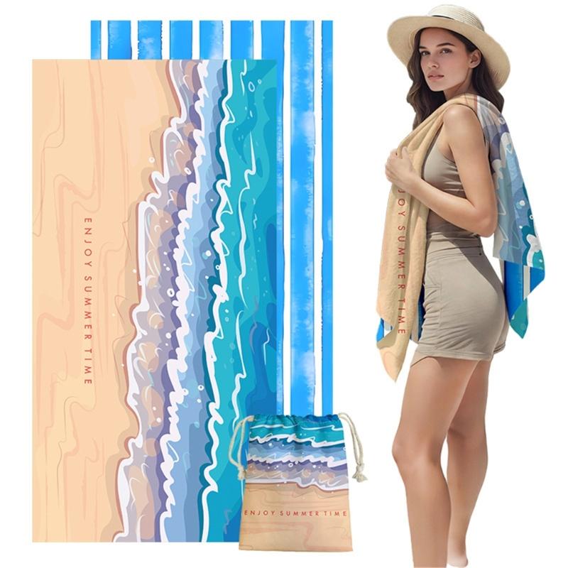 Quickly Dry Microfiber Beach Towel 80x160cm Large Size Bath Towel For Swimming Camping Yoga And Family Bathroom Use