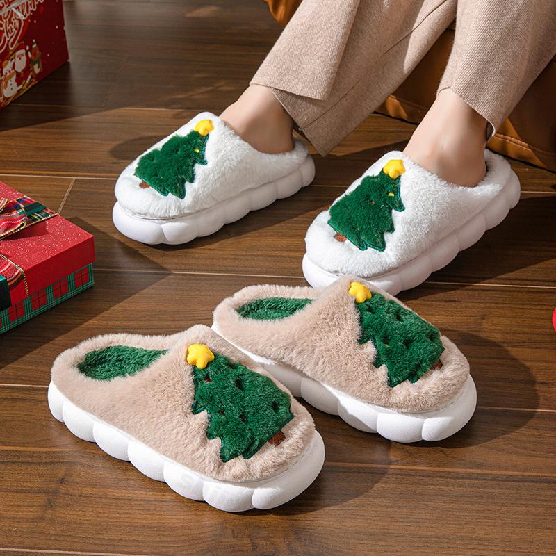 Fashion Cute Santa Claus Cotton Casual Warm Slippers for Couples 2025 Winter Fashion Soft Soled Comfortable Christmas Day Plush Draggers