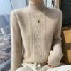 Pullover Women's Half Turtleneck Sweater with Thick Casual Knitted Sweater Solid-colored Loose Warm Top for Autumn and Winter