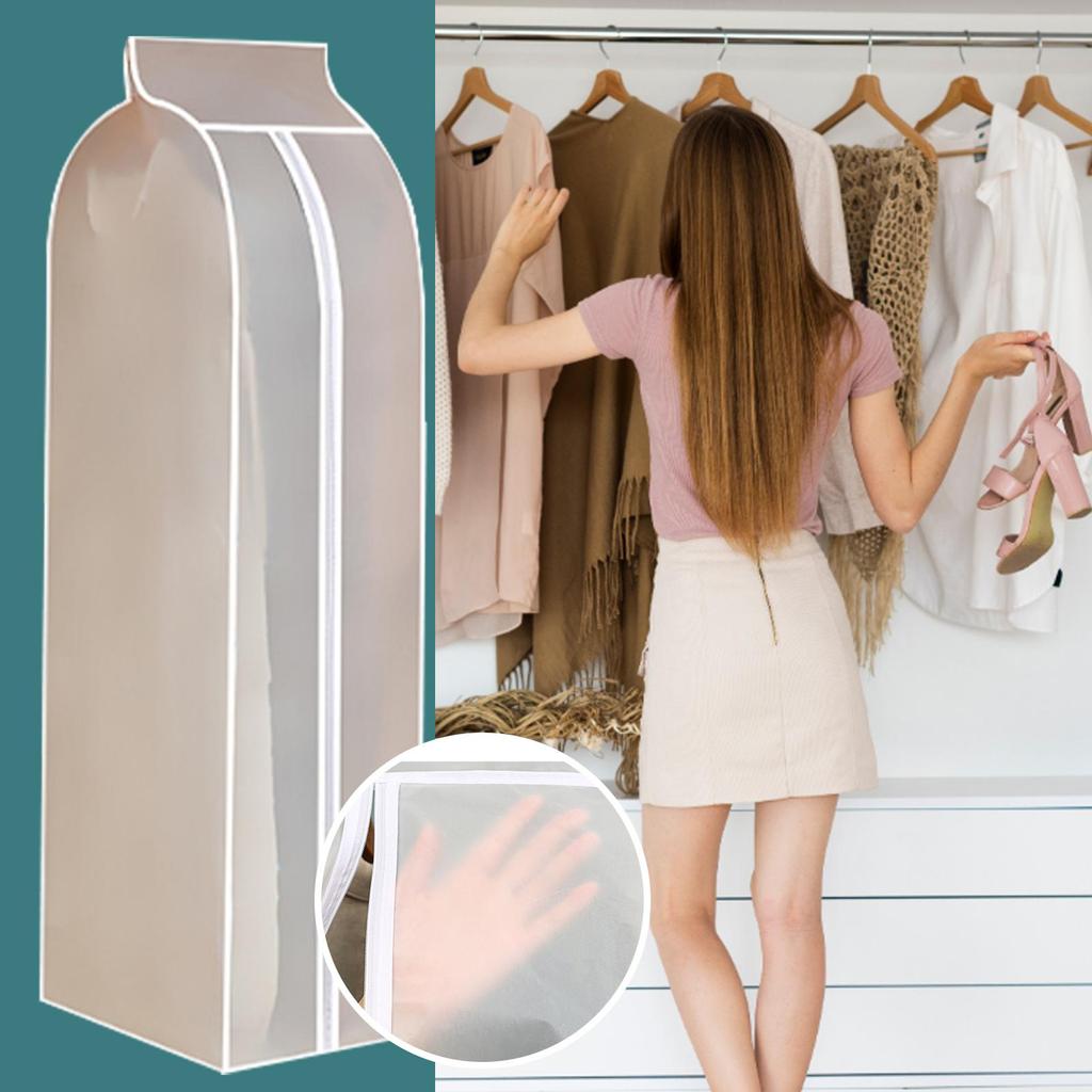 Garment Dust Bags 3D Zippered Clothing Dust Cover Transparent Wardrobe Storage Bag For Gown Suit Clothes Dress Jacket Organizer
