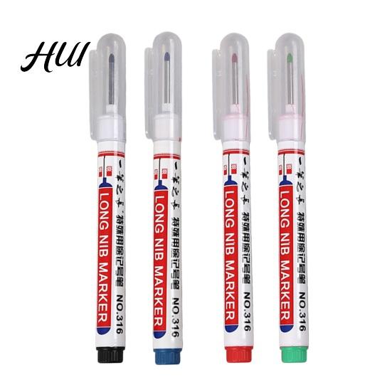 Fine Tip Industrial Marker Extra-Long Pen Deep Hole Line for Woodworking Tile Metal Plastic Surface & Plumbing Oil-Based Quick-Dry Ink Waterproof