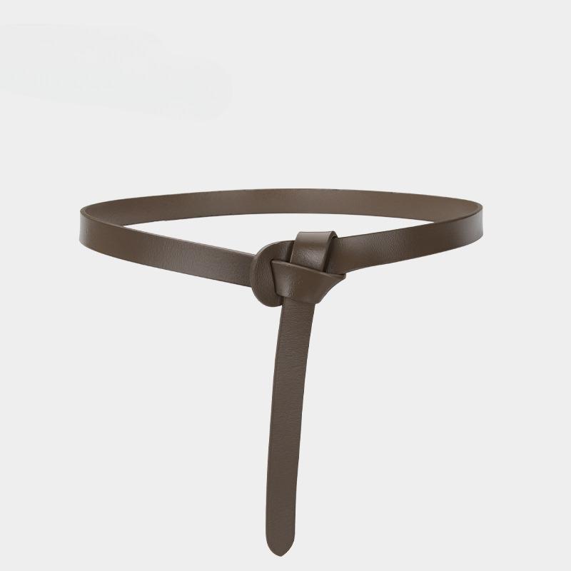 Cowhide Belt for Women Fashion Versatile Small Suit Decoration Windbreaker Sweater Knotted Women Genuine Leather Belt