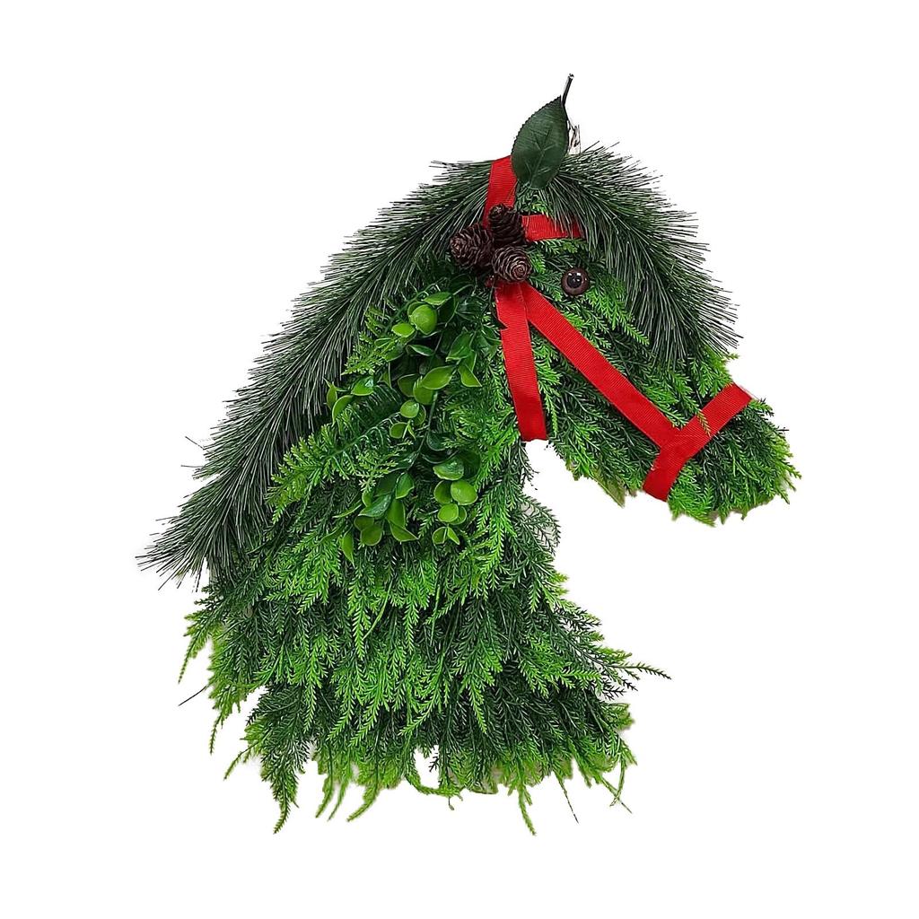 Weihnachts-Pferdekopf-Tierkranz Fenster Restaurant Heimdekoration Anhänger
