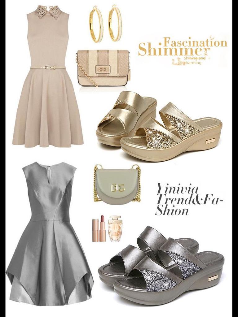 Women's Summer Sequin Platform Wedge Sandals - Thick-Sole, Easy-Match Fish-Mouth Design