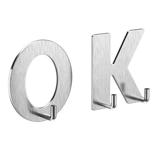 

2Pcs/Set Wall Ok Hooks Stainless Steel Heavy Duty Hooks with Adhesive No Drill Waterproof Bathroom Hooks for Hanging Towels Bathrobes Coats Keys серебряный