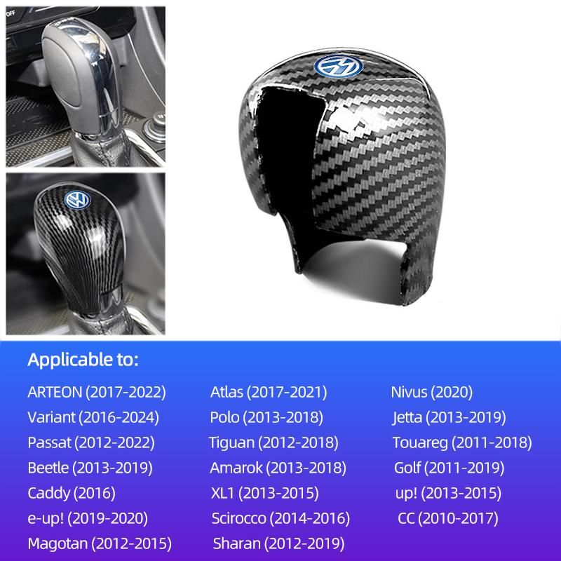 Valve Stems Caps VW Car Shift Stick Cover Carbon Fibre Sports Gear Lever Cap For Volkswagen Polo Golf GTI CC Tiguan Arteon Passa zd7