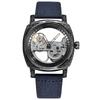 FORSINING Automatic Men Watch Mechanical Bridge Skeleton Transparent Luxury Vintage Cushion Case Suede Leather Male Dress Watch