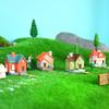 Mini House Figurine Miniature Resin House Building Model for Fairy Garden Moss Landscape DIY Craft Home Decor