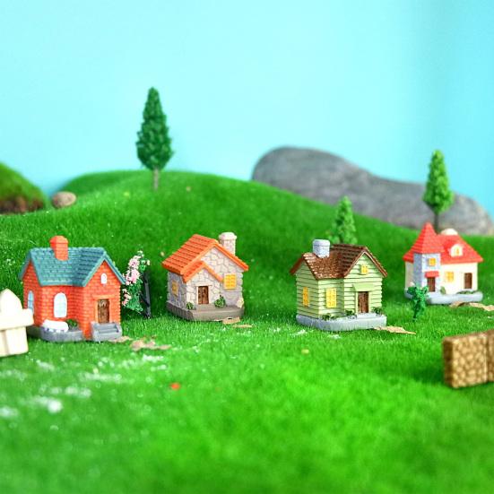Mini House Figurine Miniature Resin House Building Model for Fairy Garden Moss Landscape DIY Craft Home Decor