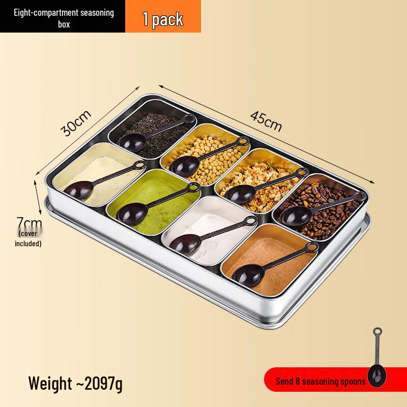 Yicang Stainless Steel 8-Compartment Condiment Organizer