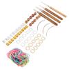 Braid Jewelry Wooden Beads Set Hair Extension Ring Set Wooden Bead Piercing Needle with Single