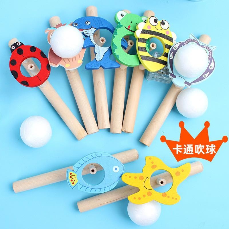 1Pc Wood Floating Blow Pipe Ball Game Toy Board Game for Children Balance Training Floating Blowing Ball Kids Educational Toy