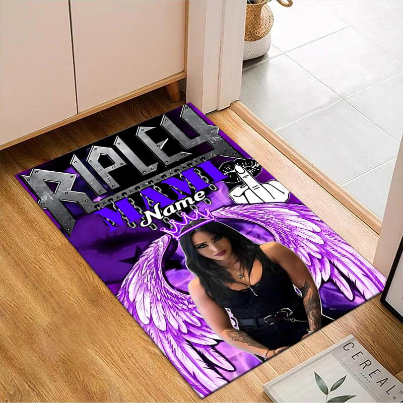Alfombra de lucha con nombre personalizado Rhea Ripley para Sala de Estar, Salas de Juegos, Oficina, Dormitorio, Felpudo Diseño Divertido, regalos para fans decoración de Navidad