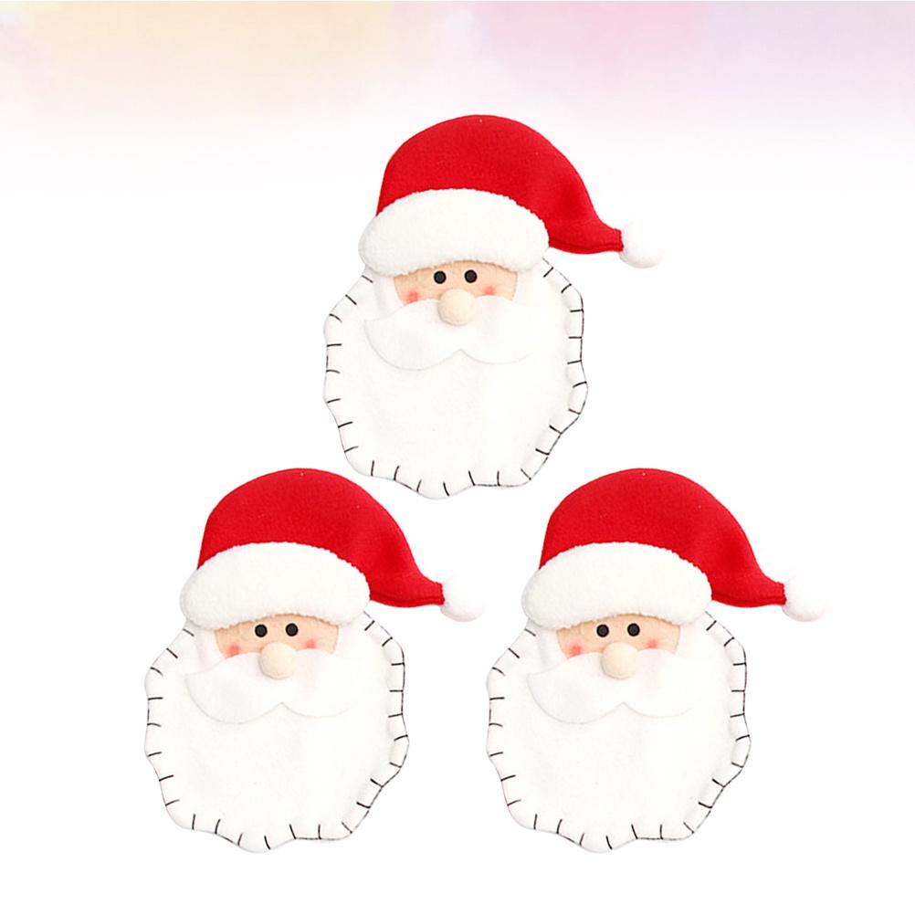 3Pcs Christmas Santa Cloth Tableware Covers Colorful Tableware Cover Party Decoration Gift Christmas Decoration