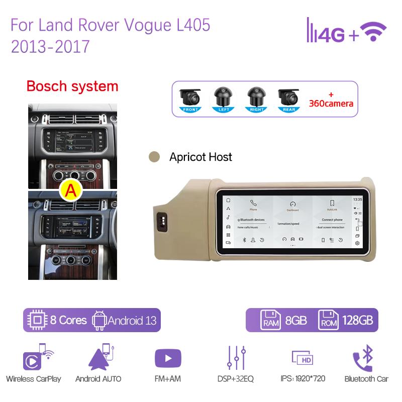 12.3" Car Multimedia Player For Land Rover Vogue L405 2013-2017 GPS Navigation Radio Android13 8+128G CarPlay 4G Host 360Camera