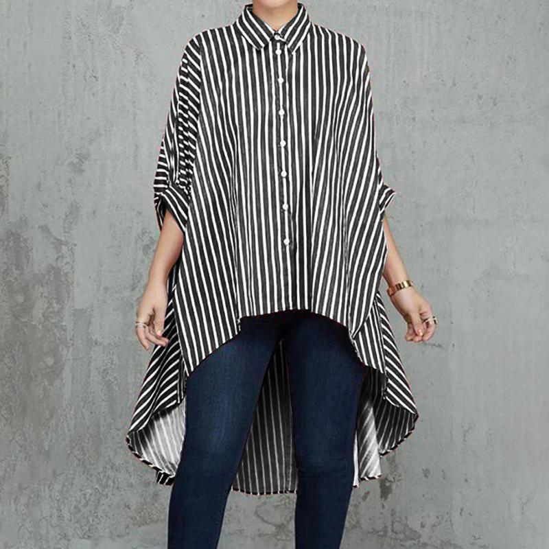 

VONDA Женские осенние рубашки с воротником-стойкой и рукавом 3/4 в полоску XL чёрный