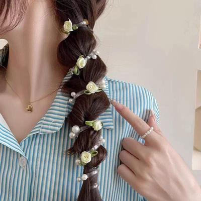 Sweet Butterfly Rose Beaded Hair Tie & Braid Accessory Set