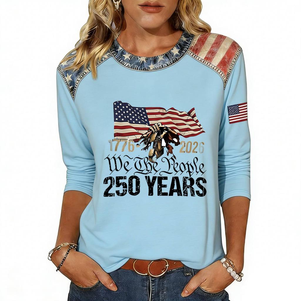 Women's Fashion Casual Independence Day Print Top