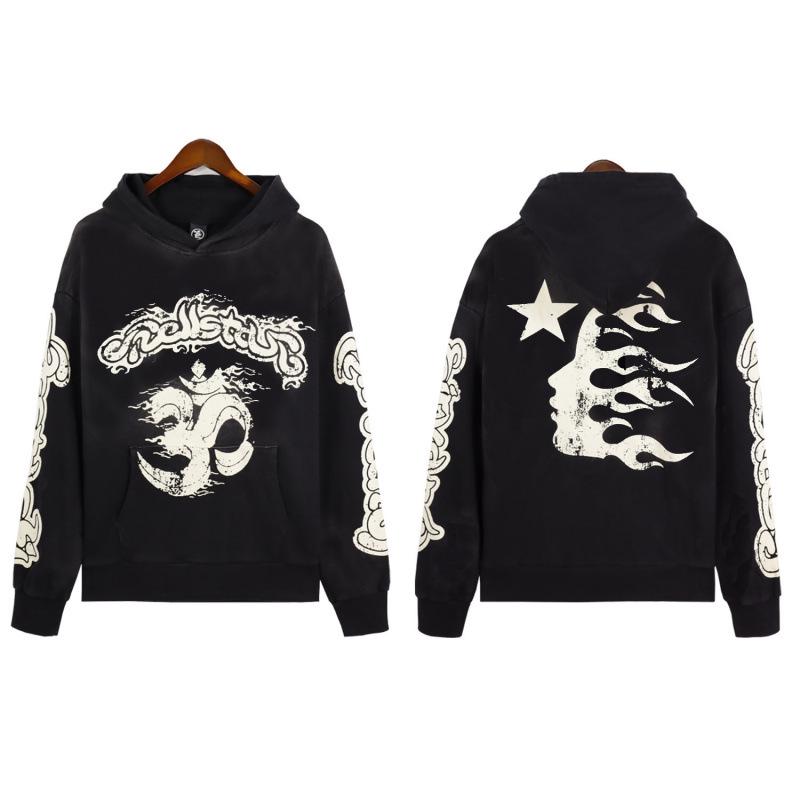 Unisex Retro Distressed Print Hoodie - Herbst/Winter Mode