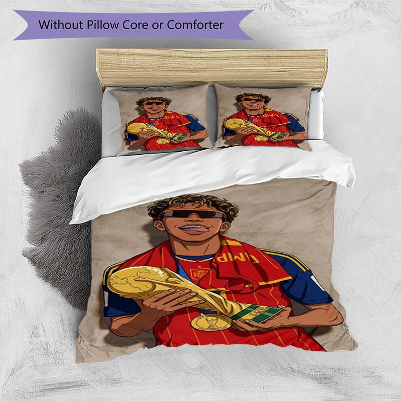 Lamine Yamal Spanish Football Player Bedding Set,Premium Bed Linen for Bedroom Home Decoration,Perfect Collectible Gift for Messi Fans,Easy Care Duvet