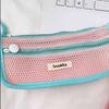 Retro Color Transparent Pencil Bag Nylon Zipper Stationery Bag Portable Mesh Pencil Case  Outdoor