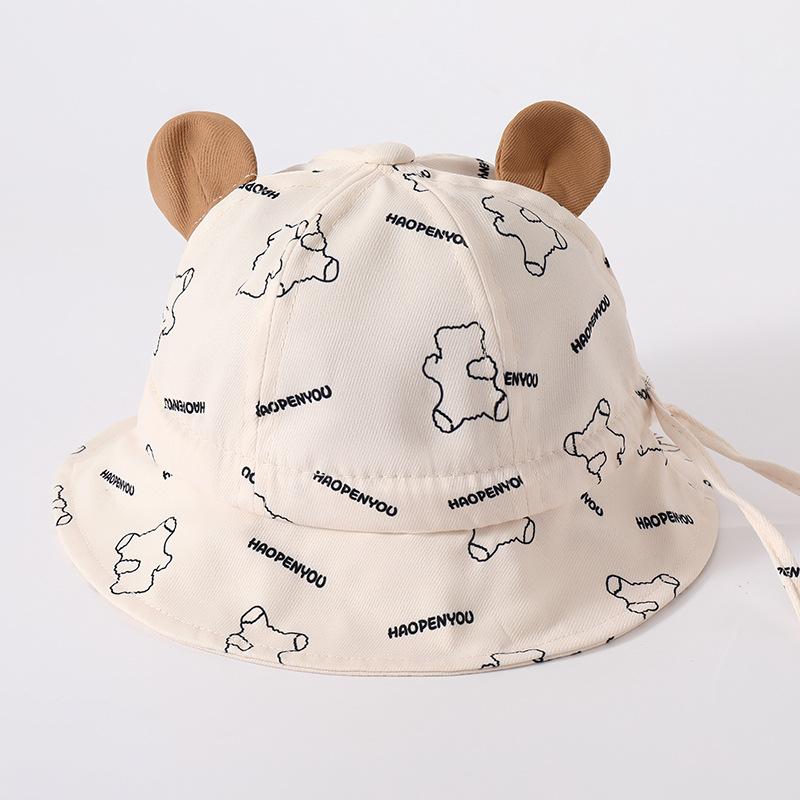 Cute Ears Baby Basin Hat Cartoon Bear Kids Fisherman Hats 6-36Month Children Outdoor Sunshade Visors Cotton Toddler Bucket Cap