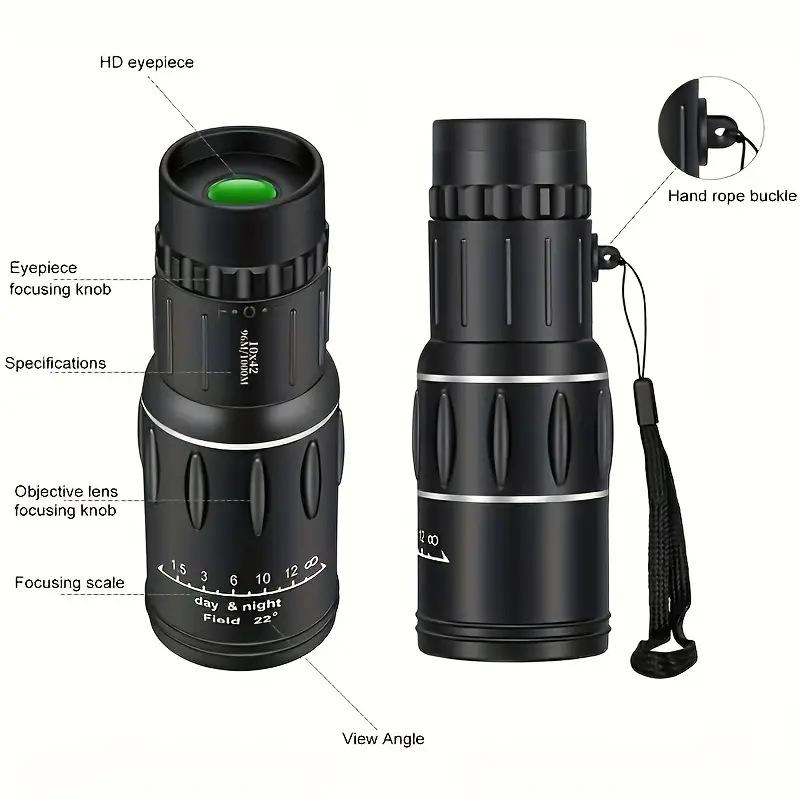 10X42 Monocular Telescope with HD Night Vision, Portable & Professional for Mobile Photography and Outdoor Use