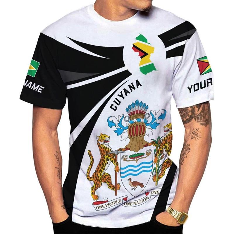 3D Print Personalized Guyana Tee Shirts For Men Guyanese Coat Of Arms National Flag T-Shirt New In Mens Short Sleeve T Shirt Top