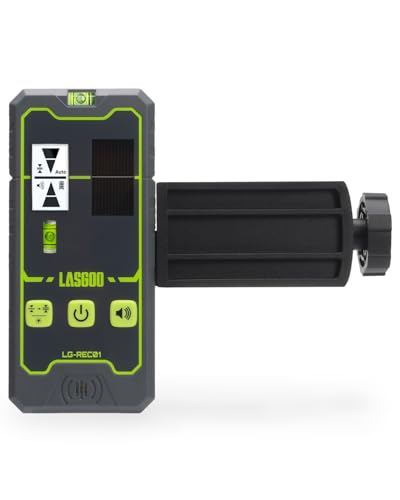 LasGoo LG-REC01 Laser Level Receiver with Dual LCD Display & Bubble Level, Green & Red Laser Beam Detector for Pulse Line Lasers, Up to 50m, Built-in