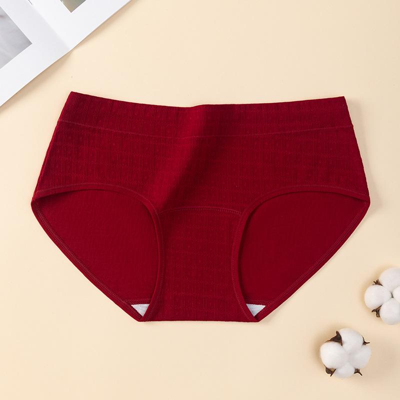 Ladies Spring and Autumn Year Red Jacquard 10A Bacteriostatic Extended Crotch Triangle Briefs L