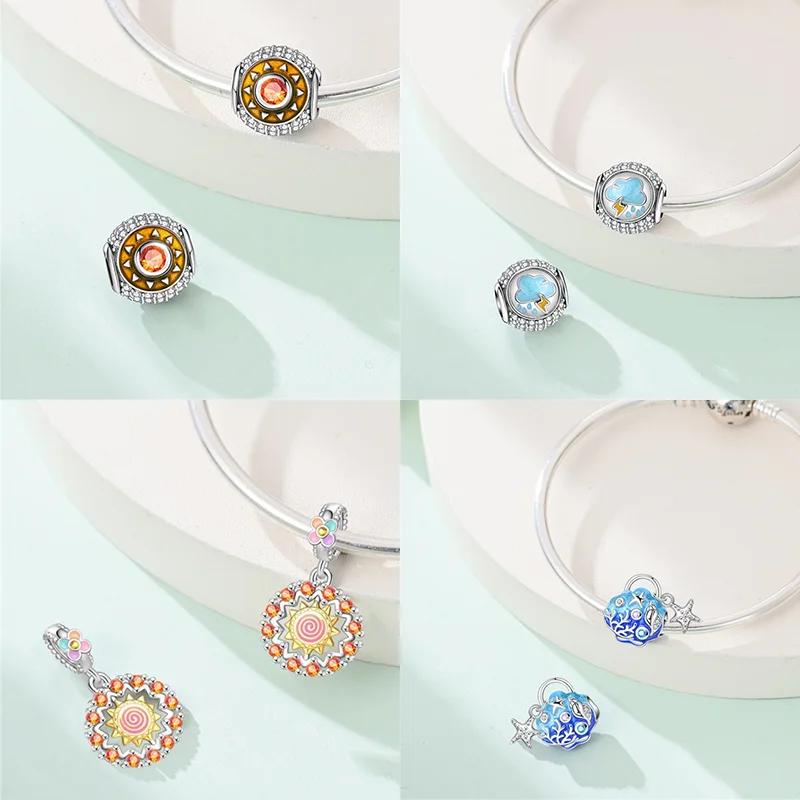 Copper Mr. Pirate & Treasure & Gold Coin & Turtle Beach Fruit Shell Blue Beads Fit Original Bracelet Diy Fine Jewelry Gift