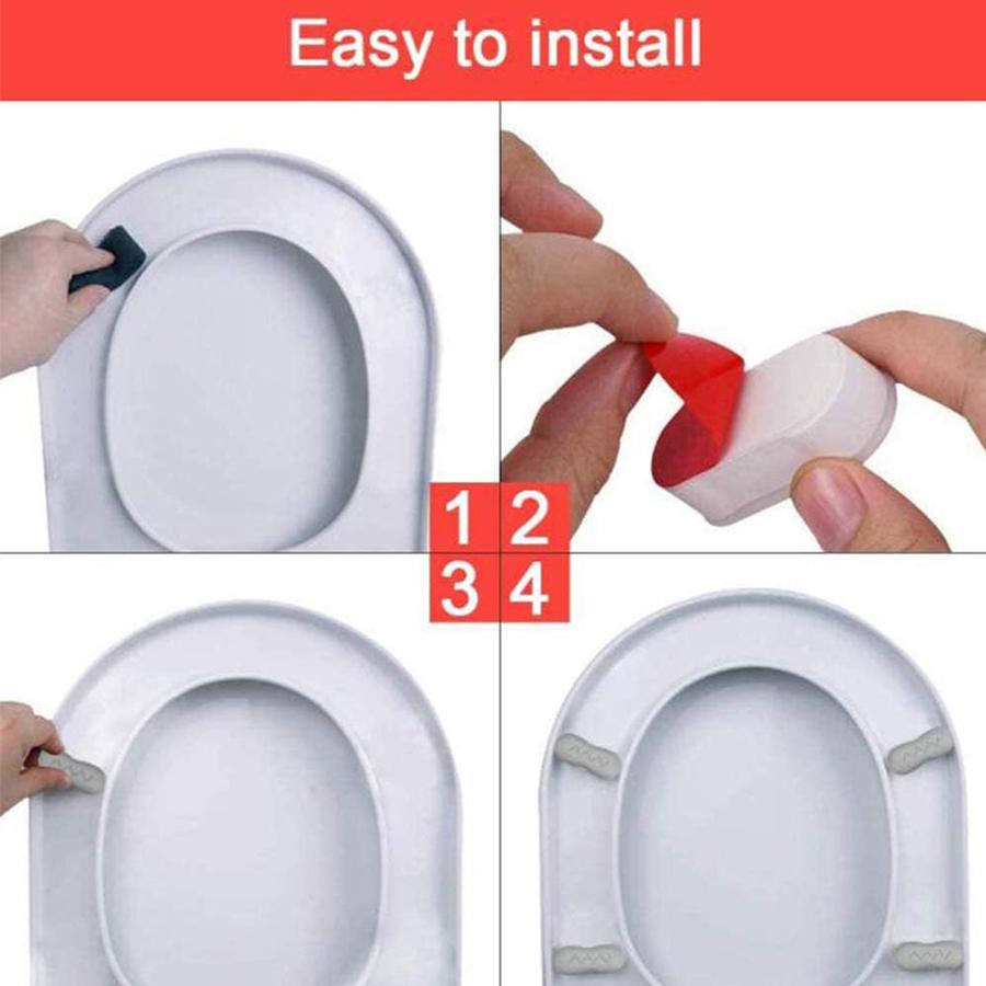 4PCS Universal Toilet Seat Protector Pads - Non-Slip Strong Adhesive Cushioned for Bidet, Elderly & Pregnancy Bathroom Safety Ac