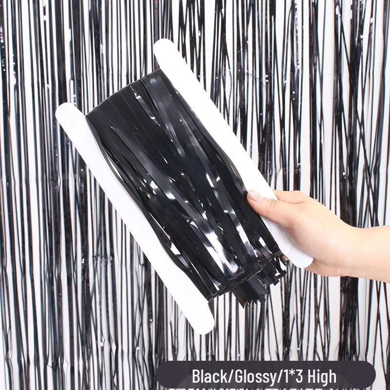Silk Tassel Door Curtain: Black, Gold & Silver Decoration for Parties, Events & Photos