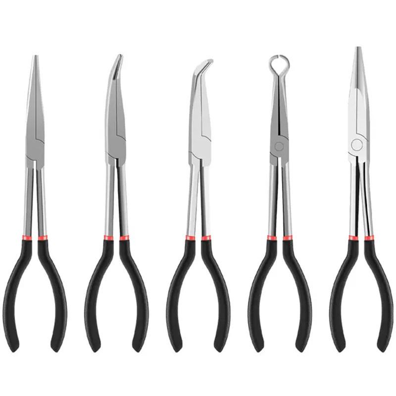 1pc 11-inch High Quality Long Nose Pliers with Curved and Straight Tips - Ideal for Industrial, DIY Applications and Car Repair