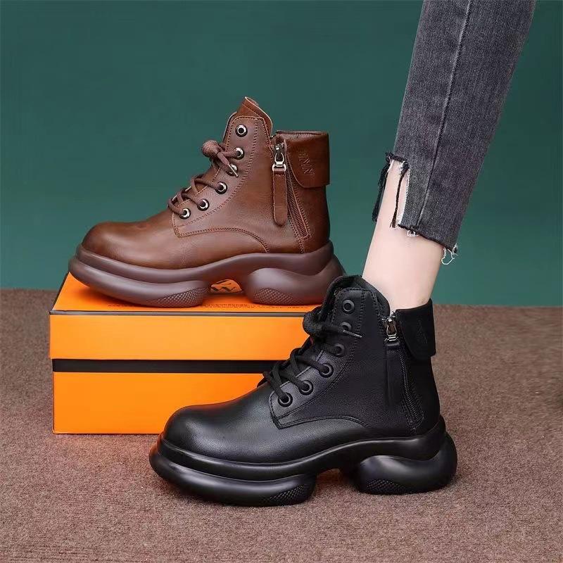 Retro Velvet Warm British Style Heightened Martin Boots New Short Boots In Autumn and Winter
