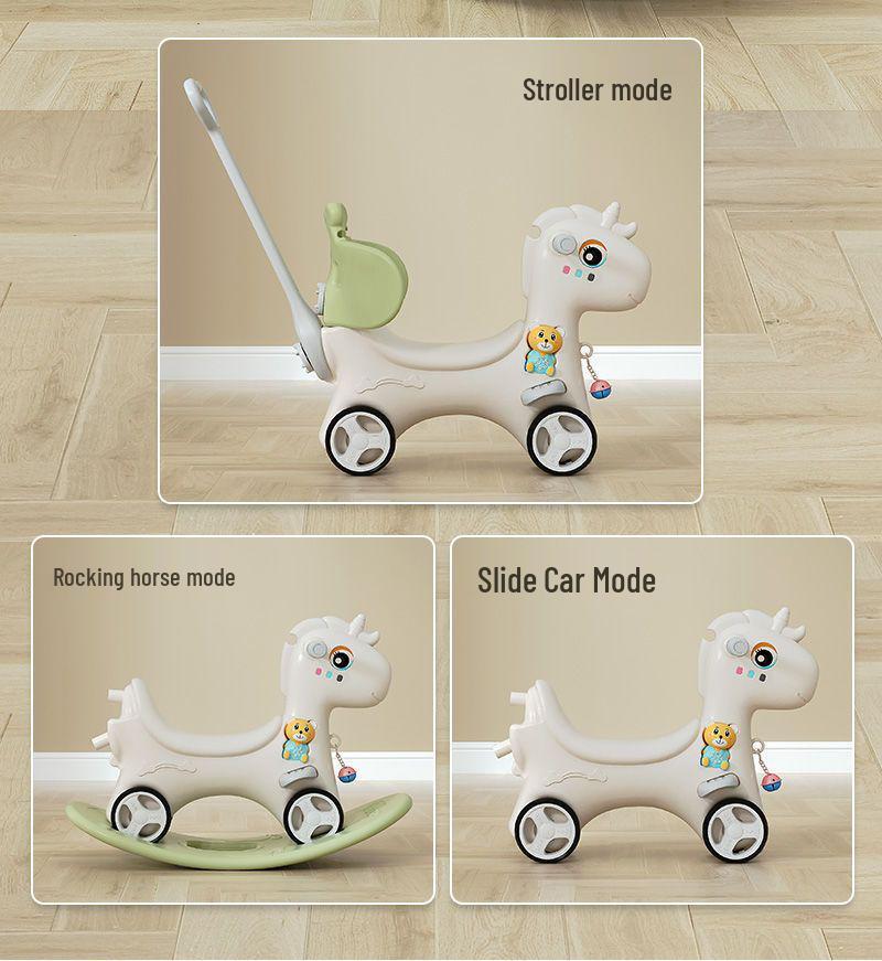 Wooden Infant Rocking Horse: Multi-Purpose Ride-On Toy for Boys & Girls – Ideal First Birthday Gift