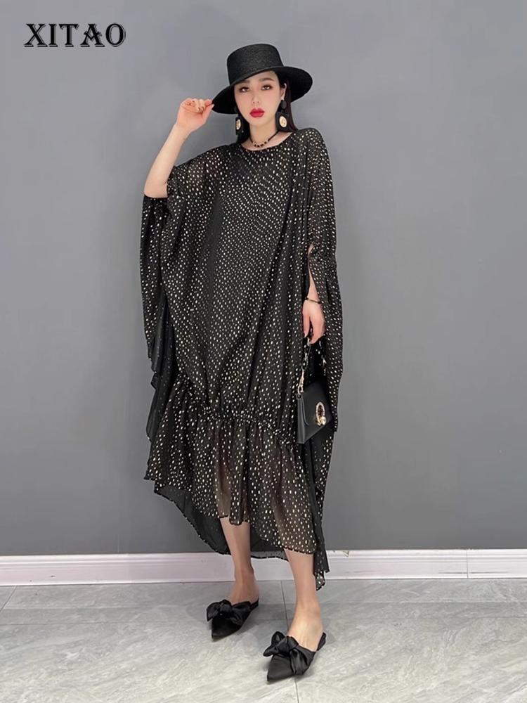 

Асимметричные платья XITAO с рукавами «летучая мышь» ZY8697 One Size чёрный