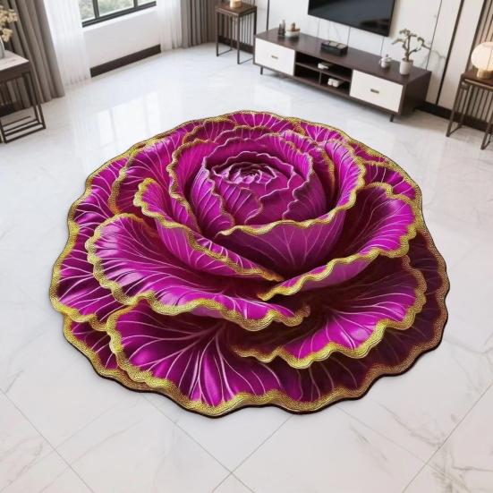 Yousheng 3D Floral Teppich Realistisches Blumenmuster Fußmatte Rutschfest Saugfähig Badezimmerteppich für Wohnzimmer Schlafzimmer Eingang Küche