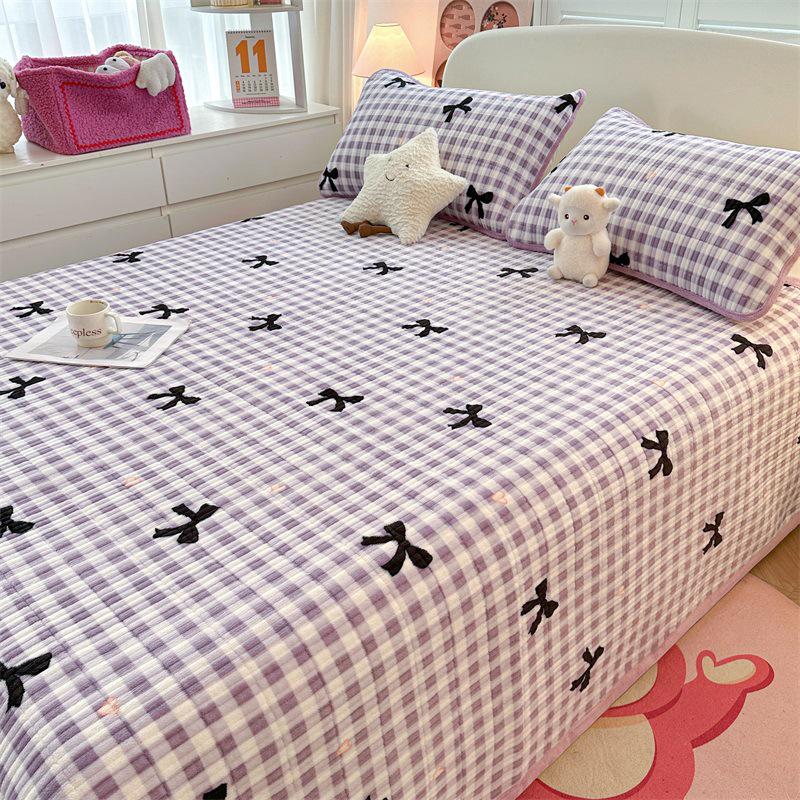 Set Gros de Plapumă de Catifea și Cuvertură de Pat 3 Piese: Lenjerie de pat caldă de iarnă și protecție de pat