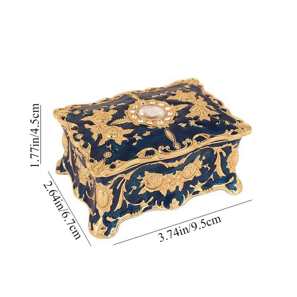 Metal High-end Necklace Ring Vintage Cosmetic Container Jewelry Box Storage Box Trinket Organizer
