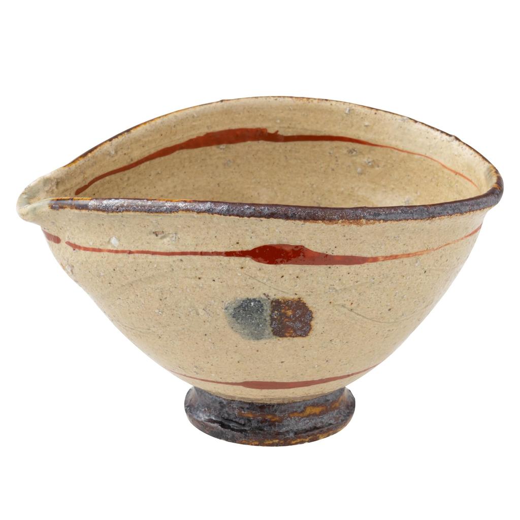 Marui Seito Shigaraki Ware Hechimon Katakuchi with Gosu and Iron 340ml (Sake Cup) Painting, Beige, Capacity, MR-3-4046