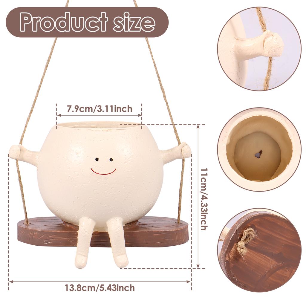 Ghiveci cu leagăn Fața zâmbitului Ghiveci cu flori leagăn Feritor cu leagăn drăguț Vas de plante leagăn din rășină Ghivece compacte pentru plante