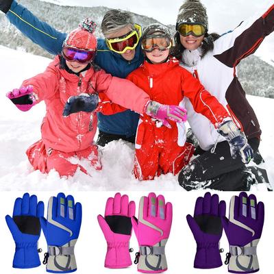Fashion Children Thicken Warm Non-slip Snow Snowboard Long-sleeved Mitten Windproof Waterproof Children Ski Gloves