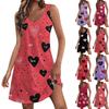 Women's Casual Fashion Valentine's Day Love Heart Printed Dress With Pockets