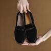 Drive DNU Series~ 2025 Spring New Cashmere Velvet Loafers Full Leather Thick Heel French Velvet Shoes