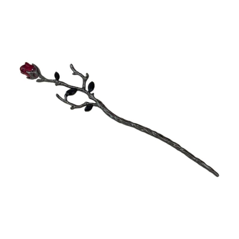 

Rose Flower Hair Chopsticks Retro Metal Hairpin Handmade Hair Stick Classic Hair Pins for Women Lady Girl Chinese Style 1 чёрный