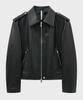 Noirer Goat Shrunken Leather Single Rider Jacket (Black)