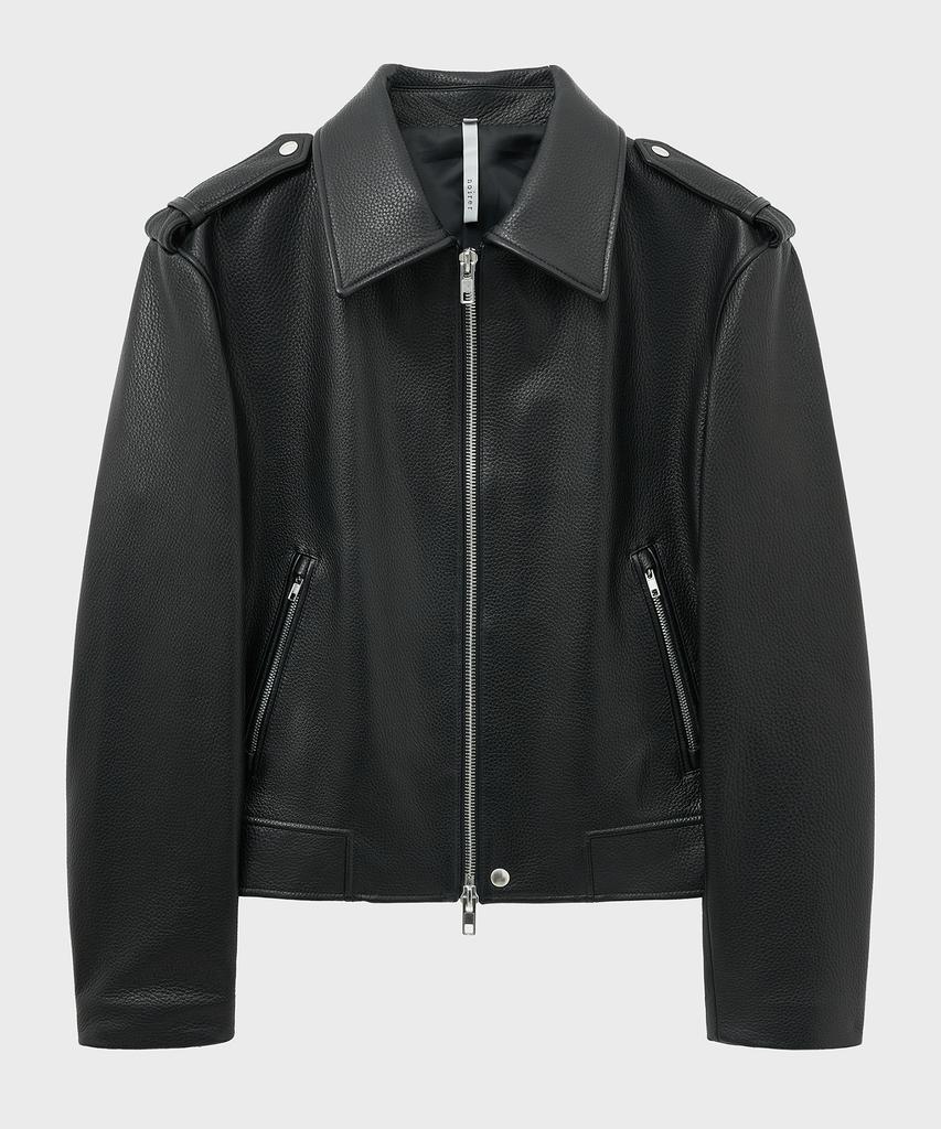 Noirer Goat Shrunken Leather Single Rider Jacket (Black)