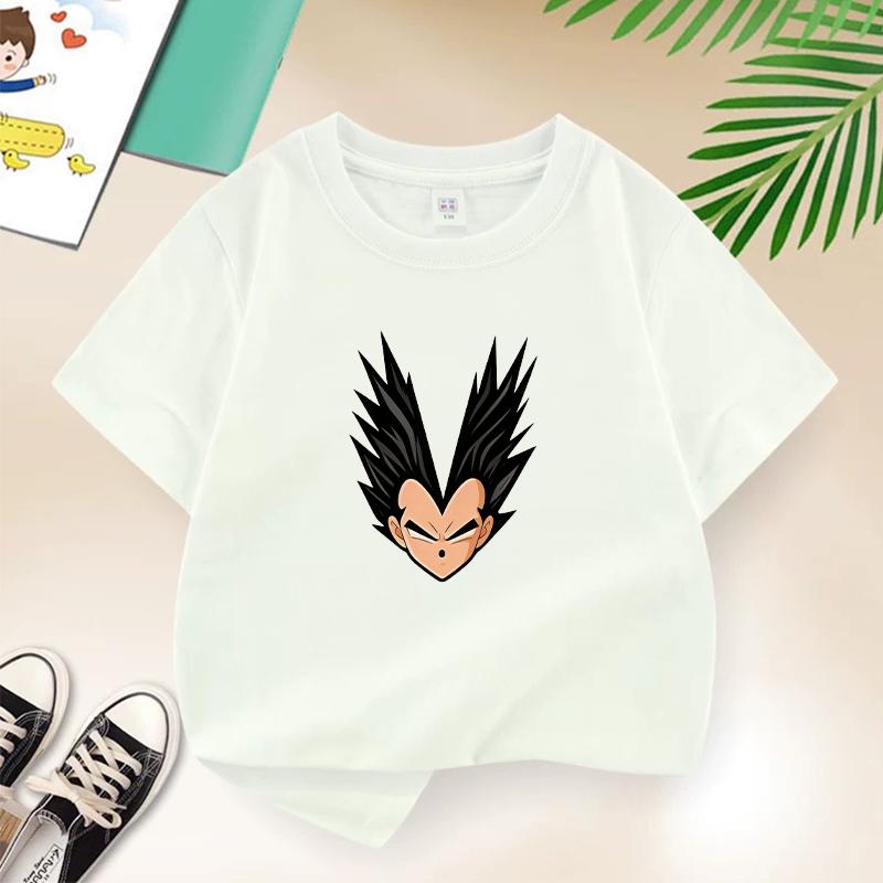 Dragon Ball Summer White Childrens Letter AW Printed Short Sleeve TShirt for Boys and Girls Cute Casual Tee Suitable As AGift